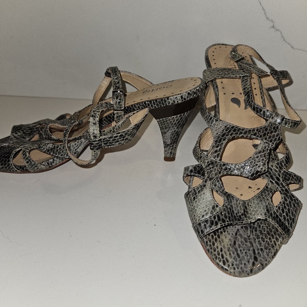 Snake print heeled sandal